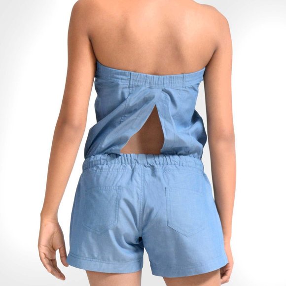 OLGYN Women’s Light Blue Denim Romper - Picture 2 of 3